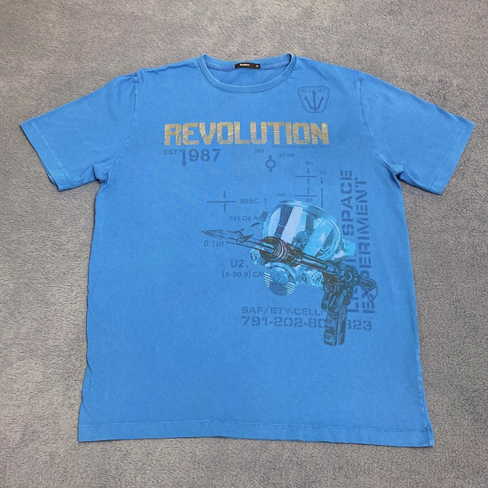 Bossini Men Blue Revolution Space Experiment Graphic Tee